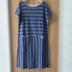 ボーダーワンピース　グレーとブルー