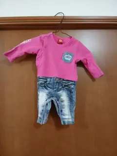 BABYDOLL デニム風 ロンパース ピンク 70
