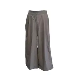 ワイドパンツ L グレー タグ付 レディース ウエストゴム 体型カバー