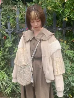 merry jenny レースレイヤードコンビブルゾン