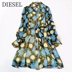 【DIESEL/ディーゼル】ワンピース　花柄　ベルト　シアー　ボタニカル　フレアのサムネイル