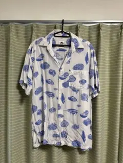 シェル柄 アロハシャツ 半袖 ホワイト ブルー 夏服 Keris Fashionのサムネイル