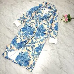 オーダープラス 総柄ロングコート 花柄 ベージュ M春アウター映え高見え海外風