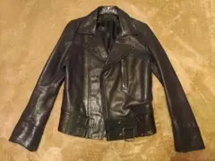 DIESEL BLACKGOLD ダブルライダースジャケットベルト付きラムレザー