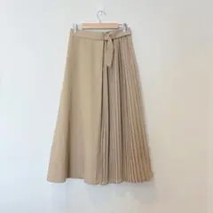 GU プリーツ　ロングスカート ベージュ L ウエストゴム きれいめ