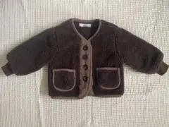 【韓国子供服】ボアジャケット 90 ブラウン / アウター モコモコ