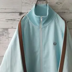 【希少】フレッドペリー ポルトガル製 ジャージ S マルチカラー 総柄 水色 ポルトガル製 フレッドペリー トラックジャケット ワンポイントロゴ XL