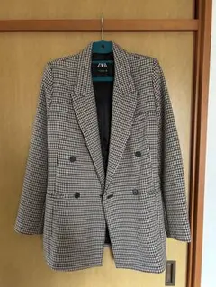 ZARA チェック柄 ダブルブレストジャケット S