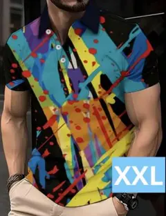 【新品\L(日本サイズXXL)】ボウリングウェア マルチカラー スプラッター柄