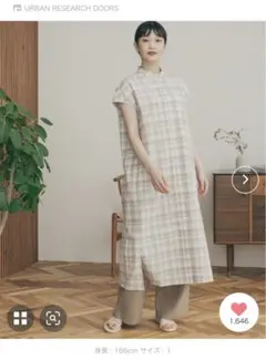 アーバンリサーチドアーズ　バンドカラーフレンチスリーブシャツワンピース