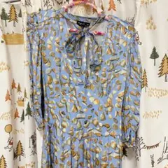 アニエス・ベー　水色 リボン付き ワンピース