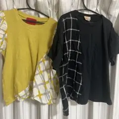 ワッフル　イエローとブラックのTシャツセット 2XL