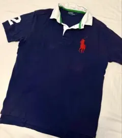 ポロラルフローレン ビッグポニー 半袖ラガーシャツ メンズL ネイビー