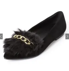 【ＧＲＬ】チェーン付きスエードエコファーパンプス[gd775]