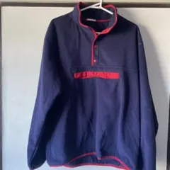 メンズ フリース プルオーバー ネイビー レッド L