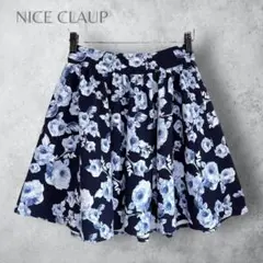 【NICE CLAUP ナイスクラップ】　花柄フレアスカート　ウエストゴム