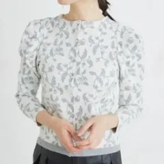 CELFORD セルフォード 花柄ジャガードカーディガン 36 グレー