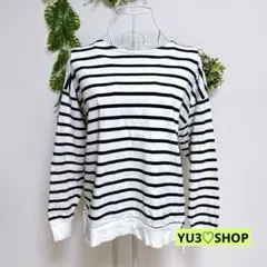 グレイル・長袖Tシャツ カットソー 黒/白 ストライプ 綿100% F