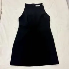 ZARA 黒 ブラック ノ－スリーブ ハイネック ミニワンピース S