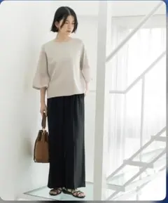 ブラック ワイドパンツ ゴムウエスト