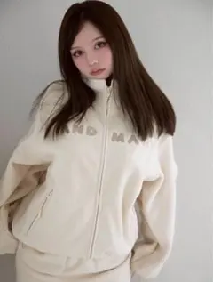 andmary Mary logo fleece jacket ivory