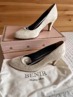 BENIR ウェディングシューズ 24.5 レース 箱袋付