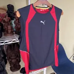 PUMA 速乾　軽量　タンクトップ　黒赤　Mのサムネイル
