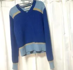 『MARNI &UNIQLOコラボ✨』ブルー Vネックニット ポップコーンニット