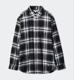 大人気！ユニクロ×JWA フランネルチェックシャツ（長袖）ブラック L