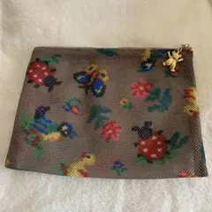 超美品　フェイラー　ハイジ柄　メッシュポーチ　S ベージュ