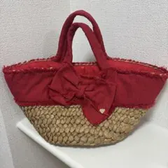 美品】MARY QUANT ショルダーバッグ かごバッグ リボン レッド - メルカリ