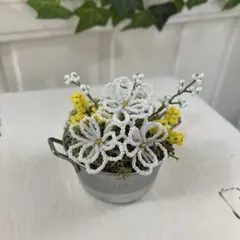 ハンドメイド　ビーズフラワー　インテリア　ブーケ