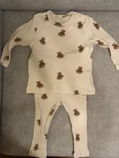 ジェラートピケ クマプリント長袖パジャマセット 80-90