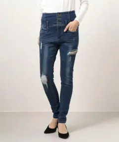 INGNI バックレースUPハイウエストスキニーパンツ　 S ダメージ　ジーンズ