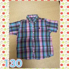ミキハウスダブルビー　130センチ　半袖シャツ チェックシャツ