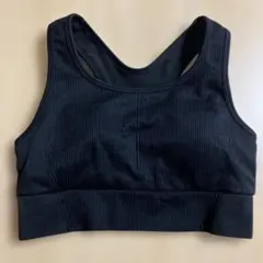 ブラック リブ編み スポーツブラ L GU