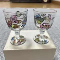 花柄ガラスグラス 2個セット