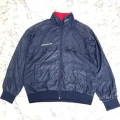 希少90s✨️アディダス デサント製 ナイロンジャケット TECHNO 紺 XO
