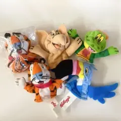 【Kellogg's ケロッグ】キャラクター 指人形 ぬいぐるみ 5点セット