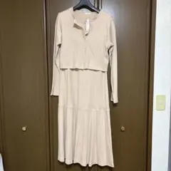 新品未使用　GUリブ編み長袖カーディガン・ロングドレスセット L