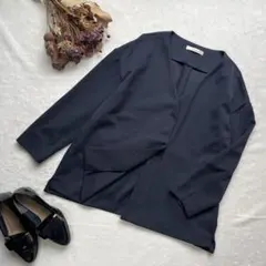 美品⭐︎ルゥデ ネイビー Vネック ノーカラージャケット セレモニー 上品 Sのサムネイル