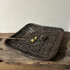 アンティーク　花籠　古道具　花器　竹籠　バスケット　古民芸　検:白洲正子　李朝