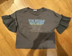 グローバルワーク　リメイク風フリルプリント7分袖