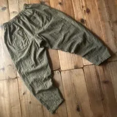 股上深め/ゆったり長め/カーブパンツ/もんぺ/リネン100/ハンドメイド