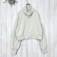 ☆アズールバイマウジー (F) トレーナー オフホワイト 半ジッパー ショート丈