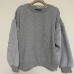 【INGNI 】イング グレー スウェットトレーナー 袖ファーMサイズ