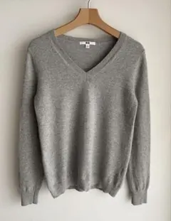 【美品】UNIQLO カシミヤ100%セーター グレー L