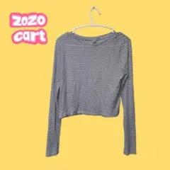 H&M ストライプ クロップド長袖Tシャツ