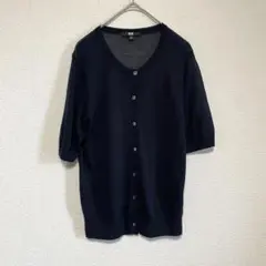 qq545 ユニクロ/薄手伸縮性カーディガン/羽織り/半袖トップス