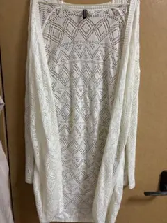 H&M ホワイト レース編み ロングカーディガン